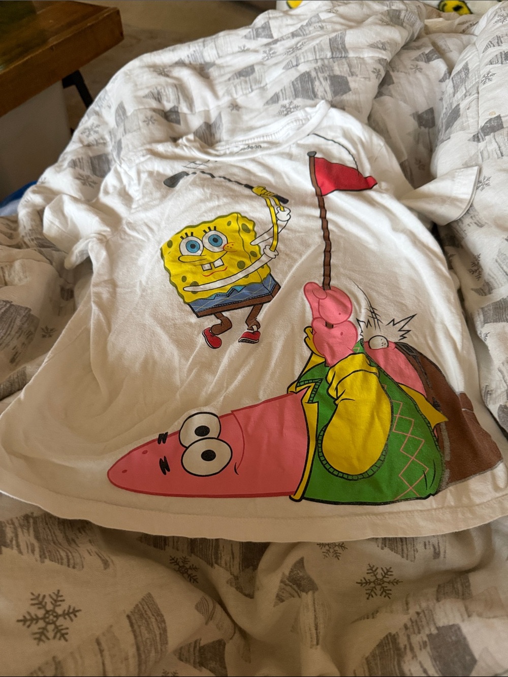 SpongeBob SquarePants White Long Sleeve Tee with Yellow, Pink & Green Graphics